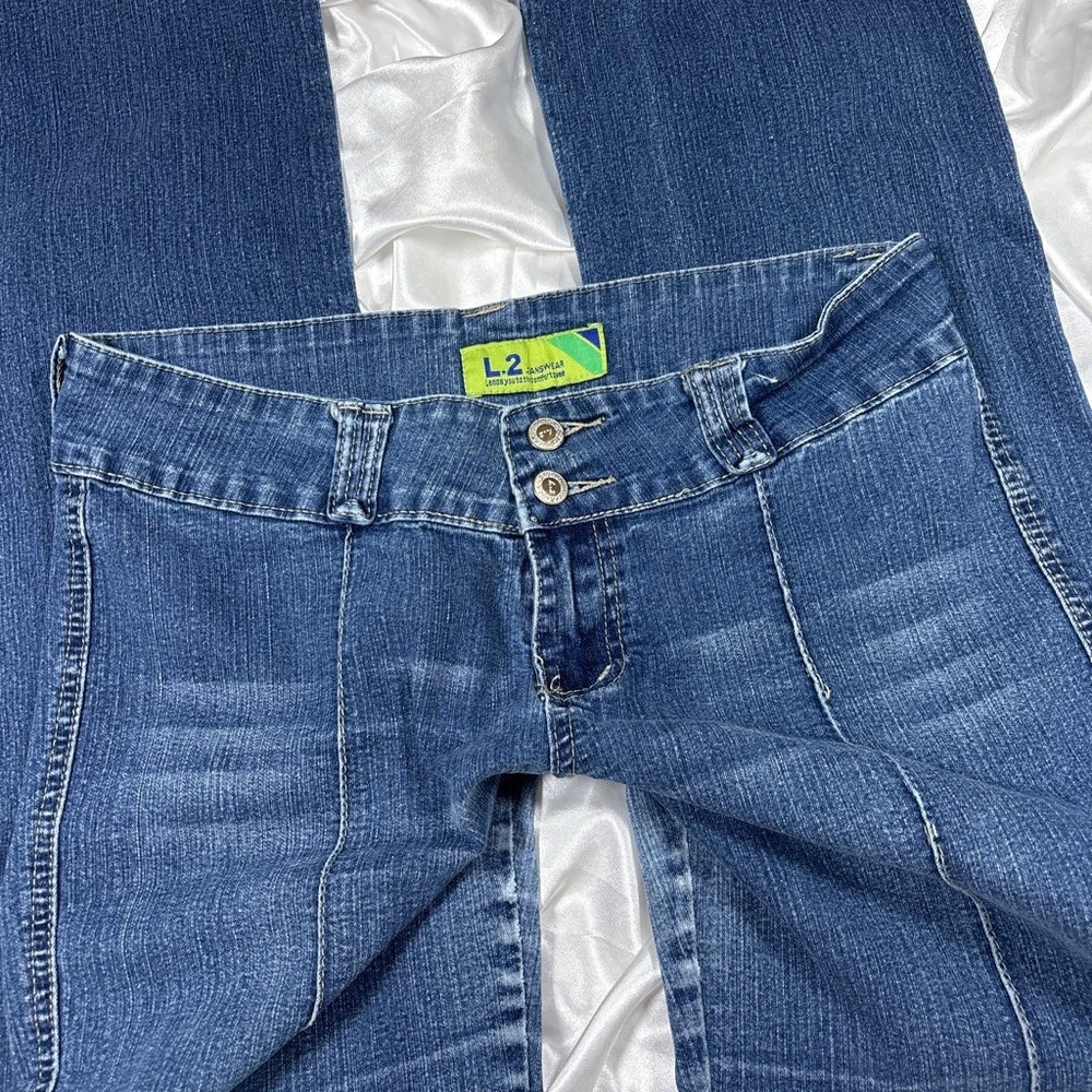 y2k vintage low rise Jeanswear Straight Leg Jeans Blue Seam Detail Size 13 - Picture 3 of 9